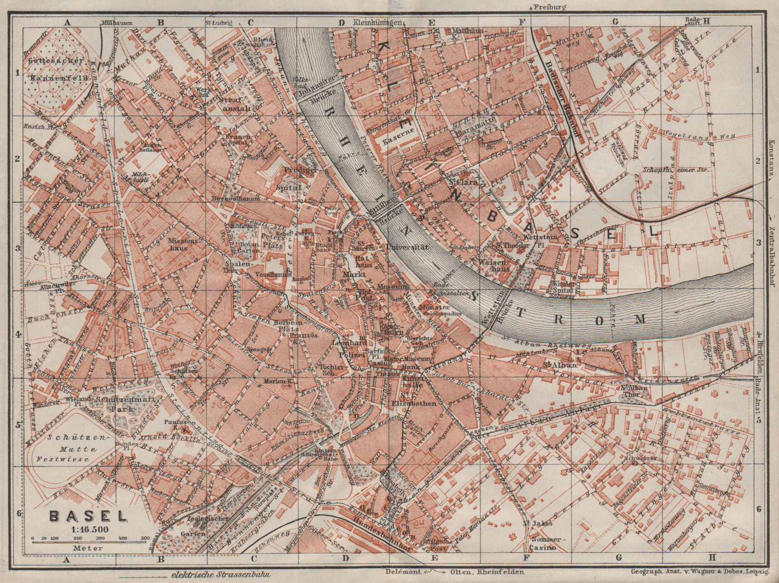 BÂLE BASEL. Basle. town city stadtplan. Switzerland Suisse Schweiz 1909 map